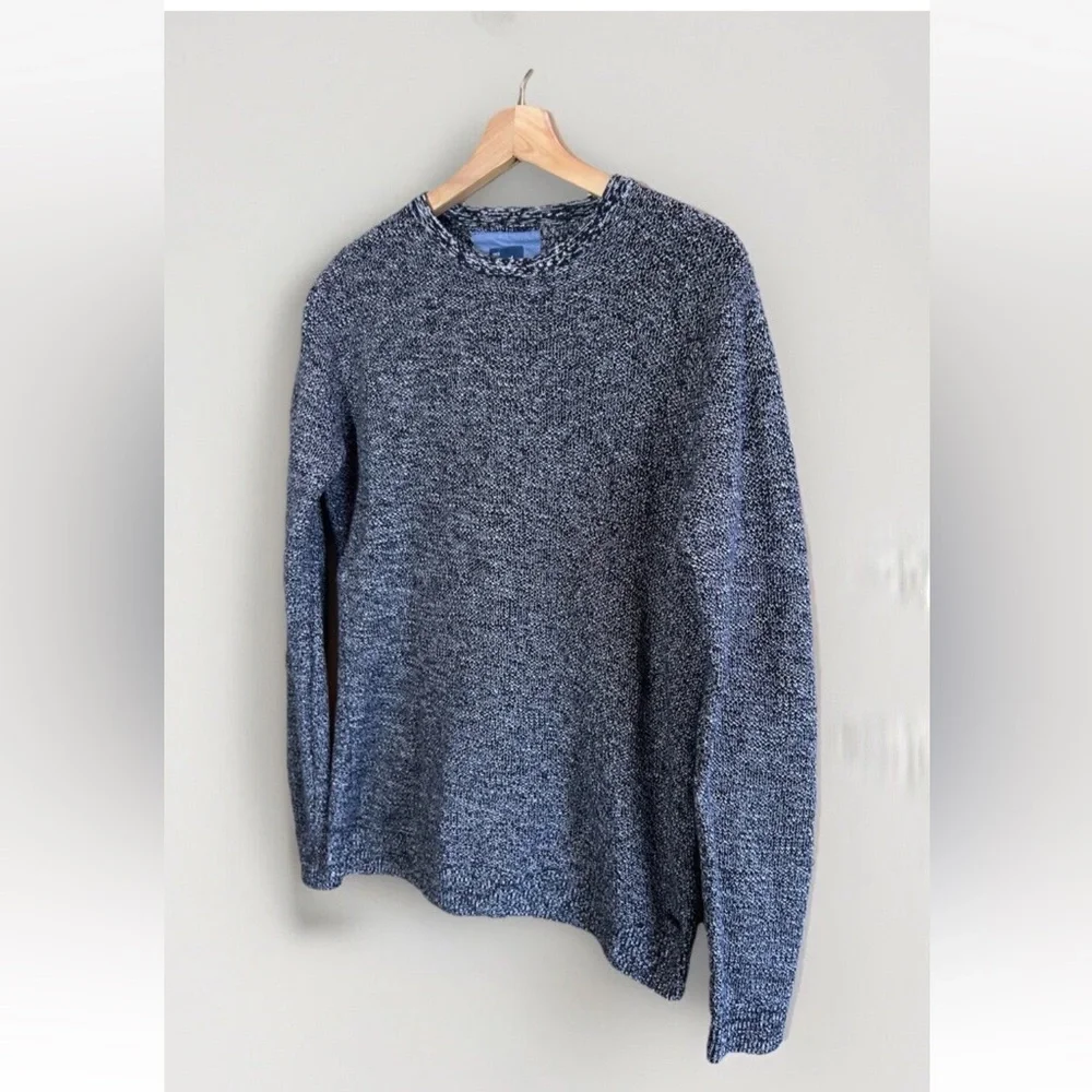 KANGOL Two Tone Fitted Pullover Crewneck Men's Sweater Size Medium Blue/White